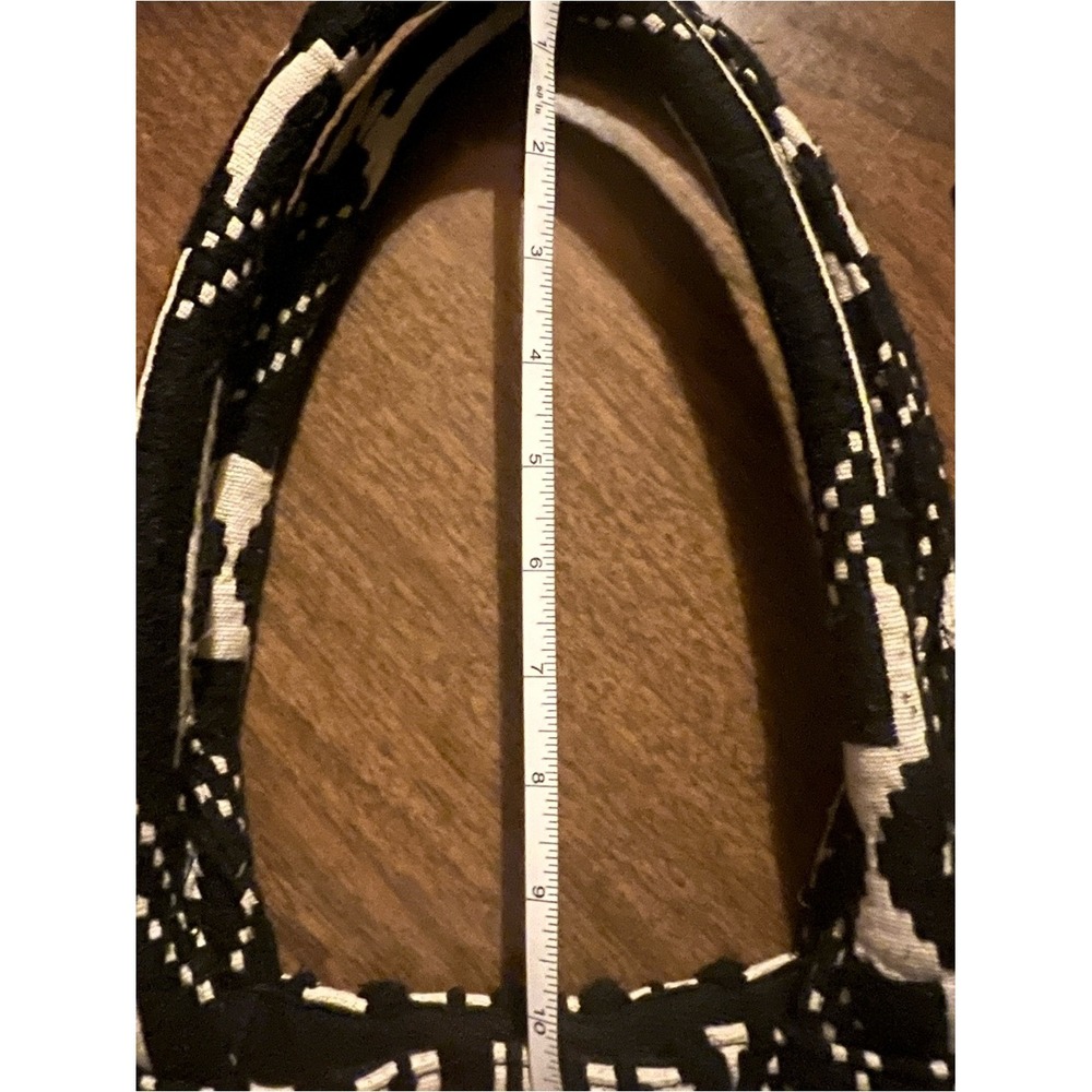 Festival LOFT Woven Tote Black Cream Geometric Boho Shoulder Bag Large Everyday - Picture 3 of 10